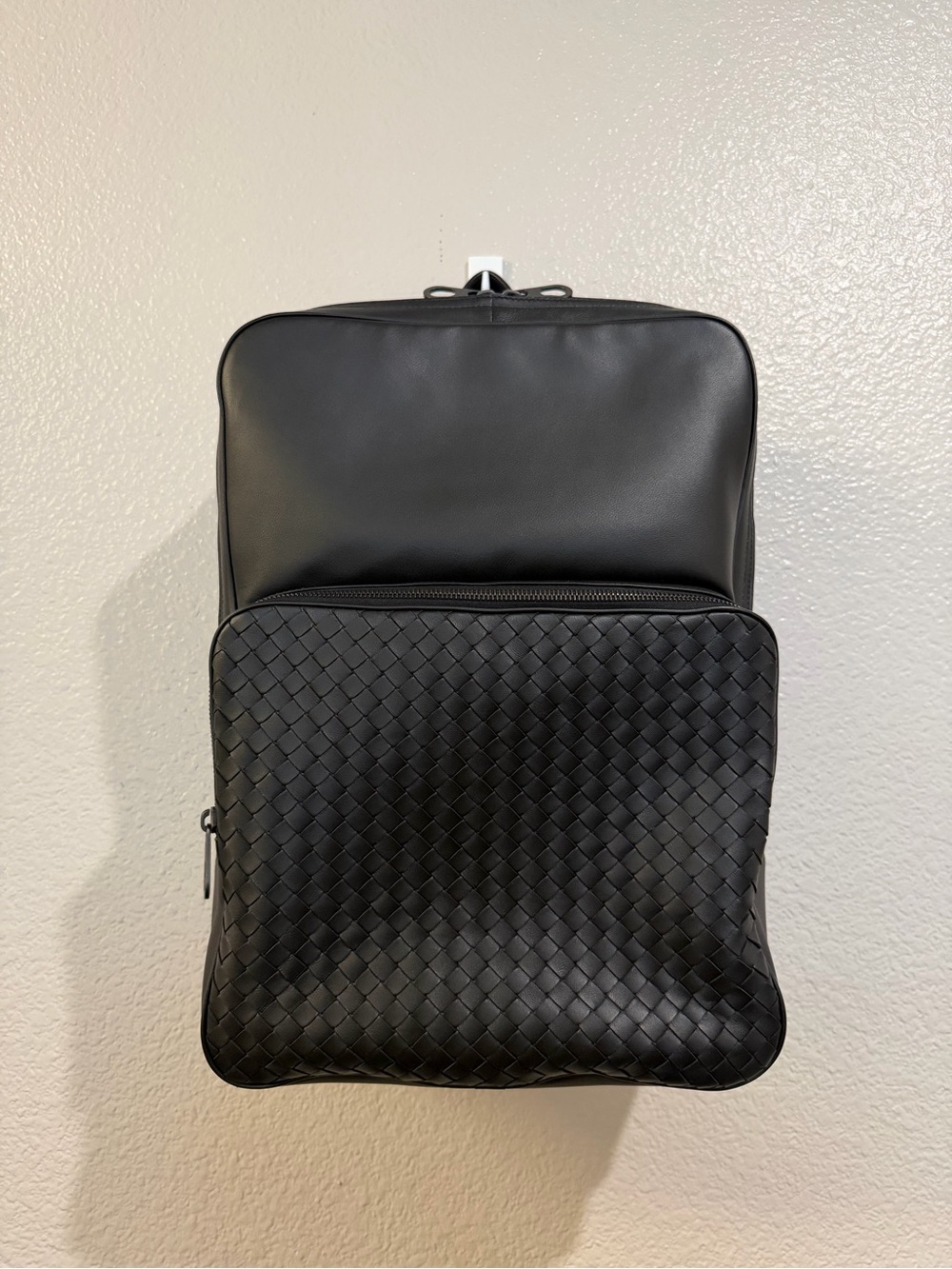 Bottega Veneta Black Intrecciato Leather Backpack